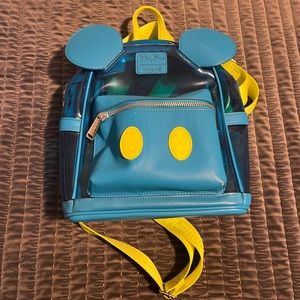 Disney Parks Mickey Mouse Clear Blue Spell Out Backpack loungefly